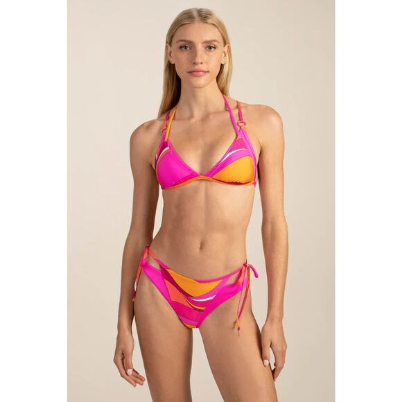 NEW Trina Turk Vivid Vista Layered Bikini Triangle Top Tie Bottom Size 8 $189 - Picture 8 of 12